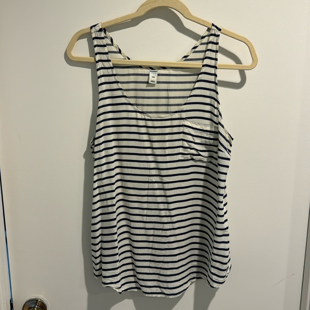 Old Navy Blue & White Stripe Tank Top